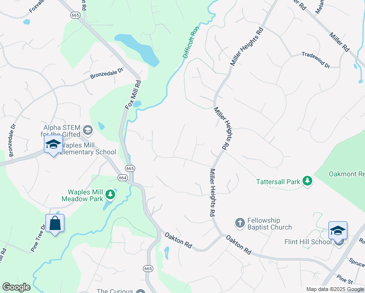 map of restaurants, bars, coffee shops, grocery stores, and more near 3317 Saddlestone Court in Oakton