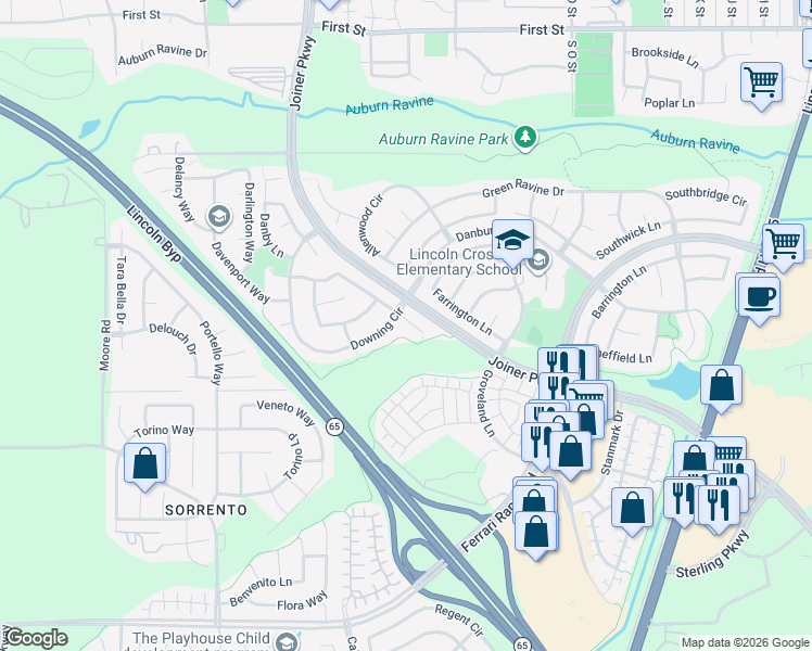 map of restaurants, bars, coffee shops, grocery stores, and more near 402 Darragh Court in Lincoln