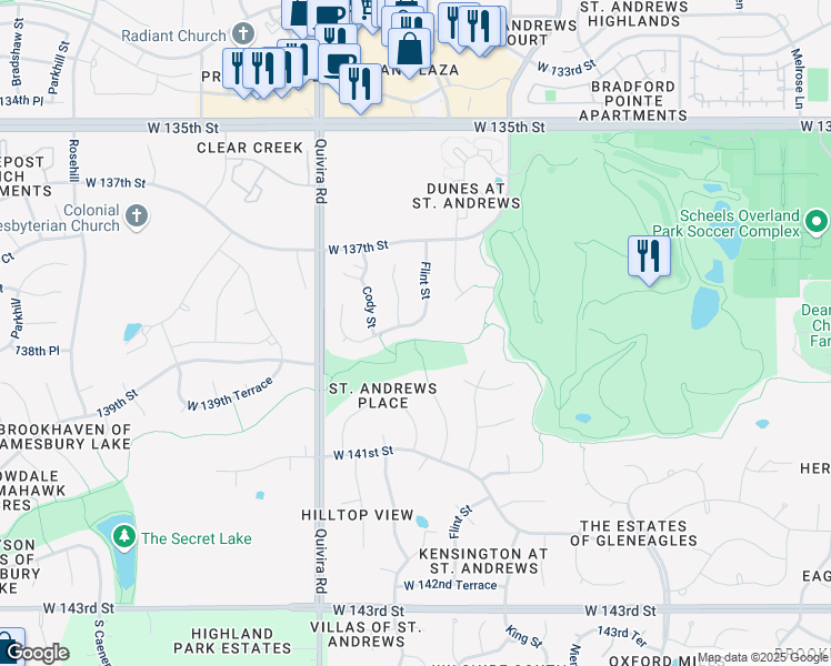 map of restaurants, bars, coffee shops, grocery stores, and more near in Overland Park