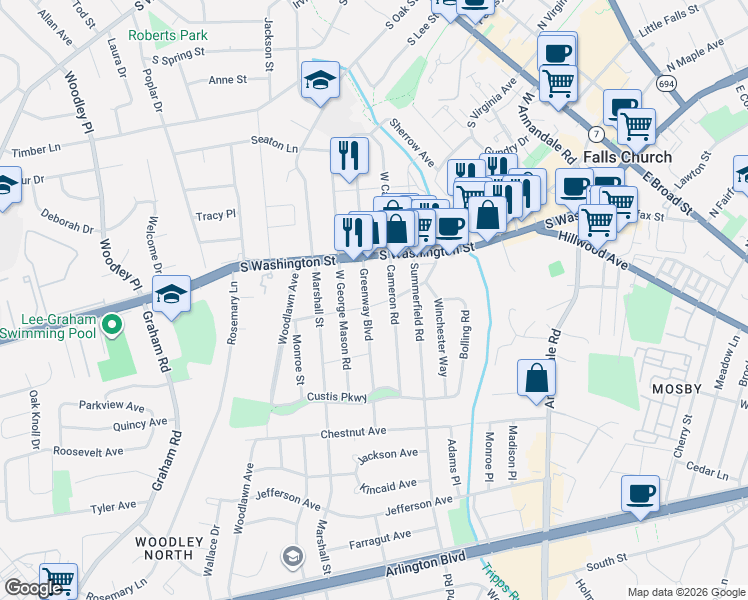 map of restaurants, bars, coffee shops, grocery stores, and more near 101 Independence Avenue Southeast in Washington