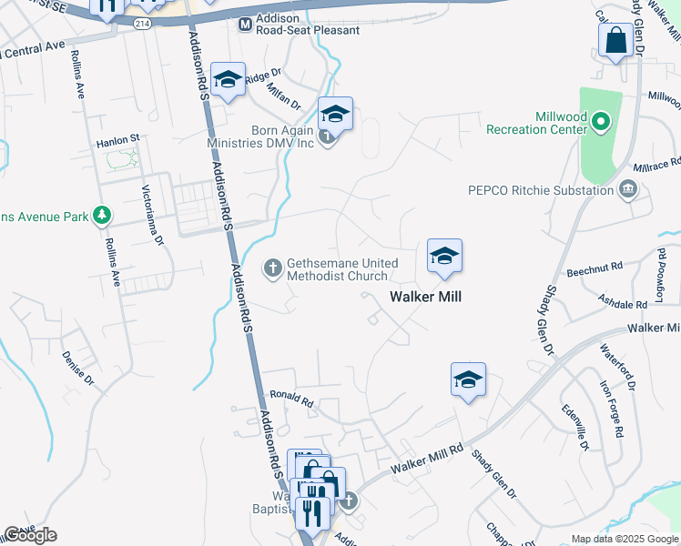 map of restaurants, bars, coffee shops, grocery stores, and more near 709 Quarry Avenue in Capitol Heights