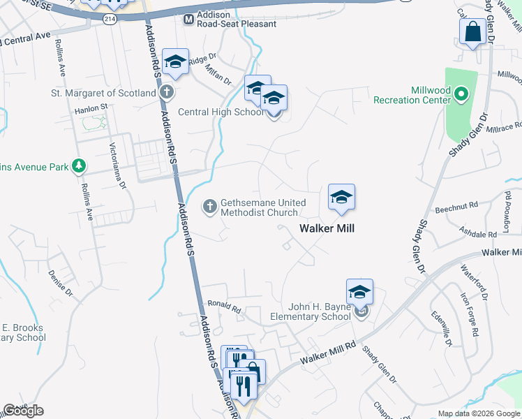 map of restaurants, bars, coffee shops, grocery stores, and more near 709 Quarry Avenue in Capitol Heights