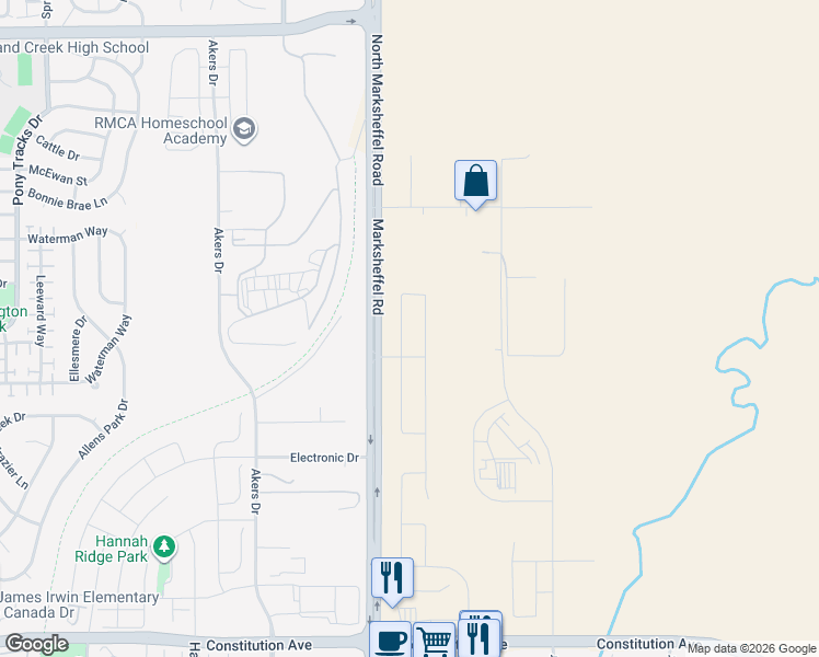 map of restaurants, bars, coffee shops, grocery stores, and more near 3133 Loot Drive in Colorado Springs