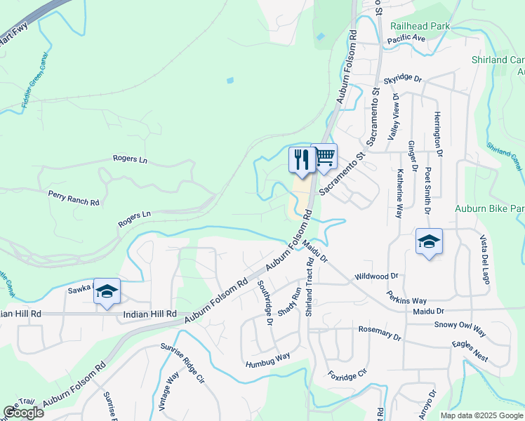 map of restaurants, bars, coffee shops, grocery stores, and more near 12020 Norman Lane in Auburn