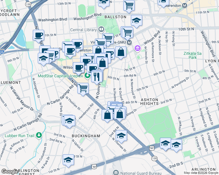 map of restaurants, bars, coffee shops, grocery stores, and more near 101 Independence Avenue Southeast in Washington