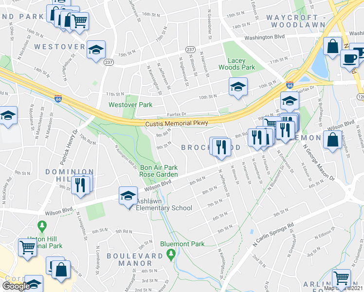 map of restaurants, bars, coffee shops, grocery stores, and more near 101 Independence Avenue Southeast in Washington