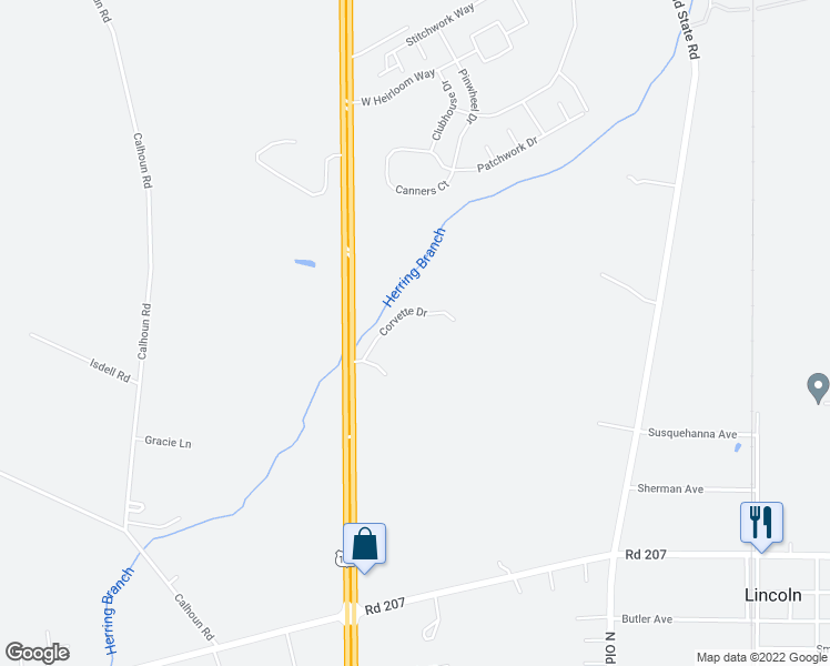 map of restaurants, bars, coffee shops, grocery stores, and more near 17998 Corvette Drive in Lincoln