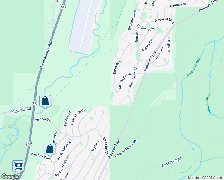 map of restaurants, bars, coffee shops, grocery stores, and more near 1371 Glen Eagles Road in South Lake Tahoe