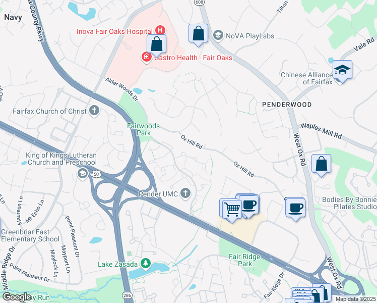 map of restaurants, bars, coffee shops, grocery stores, and more near 12530 Sweet Leaf Terrace in Fairfax