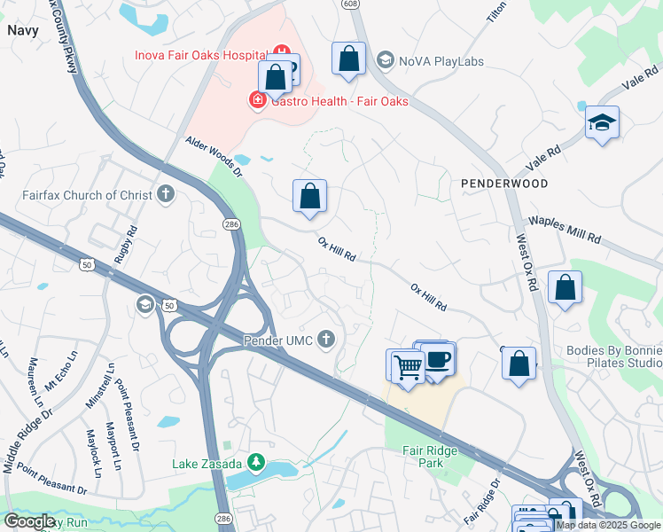 map of restaurants, bars, coffee shops, grocery stores, and more near 12530 Sweet Leaf Terrace in Fairfax