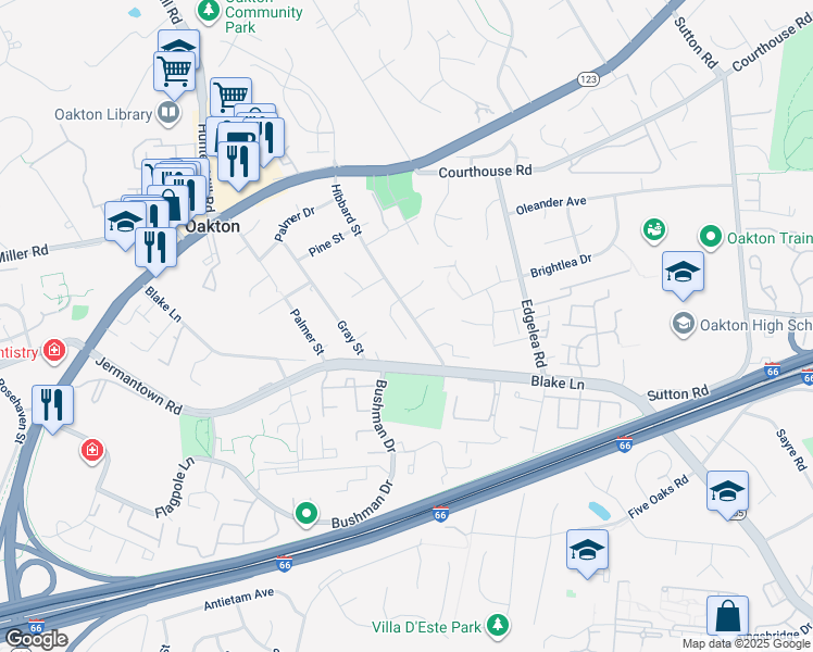 map of restaurants, bars, coffee shops, grocery stores, and more near 10111 Tate Court in Oakton
