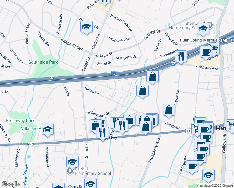 map of restaurants, bars, coffee shops, grocery stores, and more near 2805 Grovemore Lane in Vienna