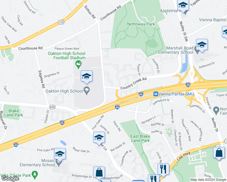 map of restaurants, bars, coffee shops, grocery stores, and more near 2901 Rensselaer Court in Vienna