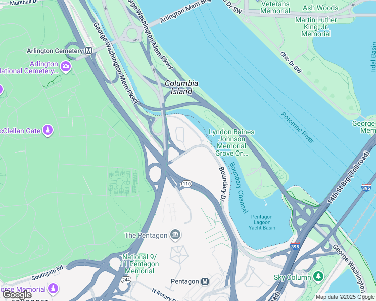 map of restaurants, bars, coffee shops, grocery stores, and more near Boundary Channel Access Road in Arlington