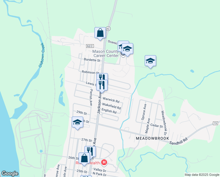 map of restaurants, bars, coffee shops, grocery stores, and more near 822 Armigton Drive in Point Pleasant