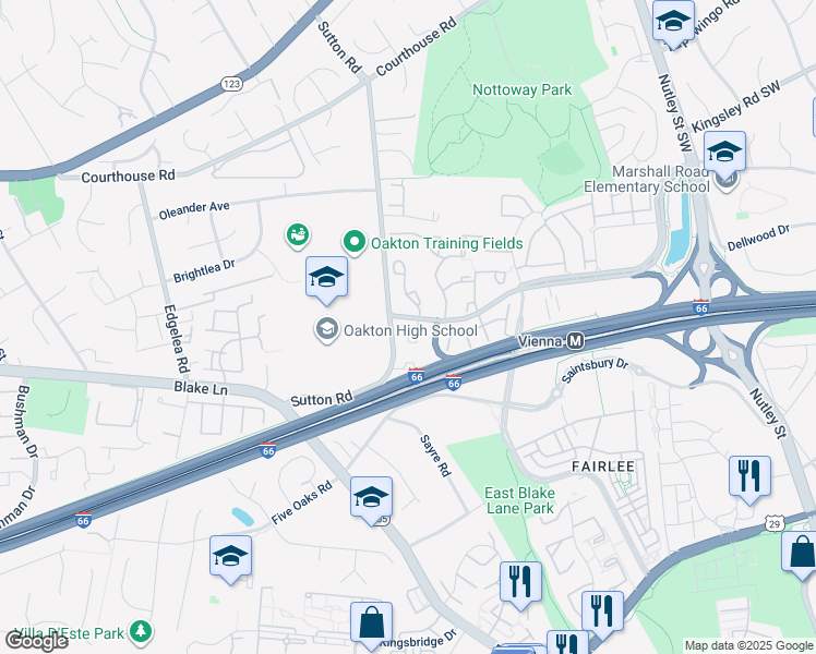 map of restaurants, bars, coffee shops, grocery stores, and more near 2914 Rensselaer Court in Vienna