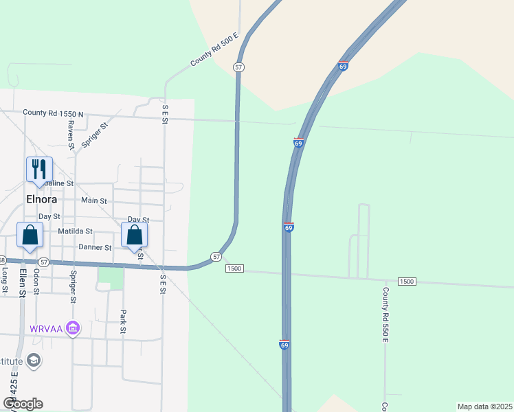 map of restaurants, bars, coffee shops, grocery stores, and more near in Elnora