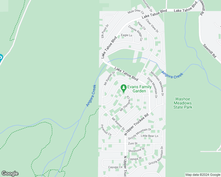 map of restaurants, bars, coffee shops, grocery stores, and more near 1215 Mt Shasta Cir in South Lake Tahoe
