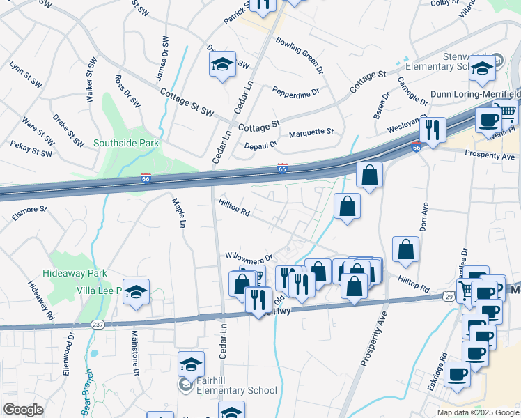 map of restaurants, bars, coffee shops, grocery stores, and more near 2811 Morada Court in Vienna