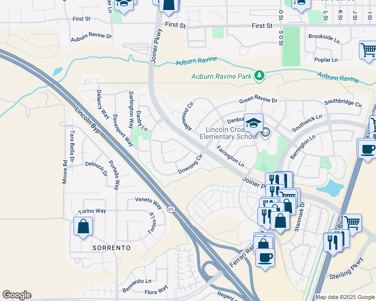 map of restaurants, bars, coffee shops, grocery stores, and more near 949 Devonshire Lane in Lincoln