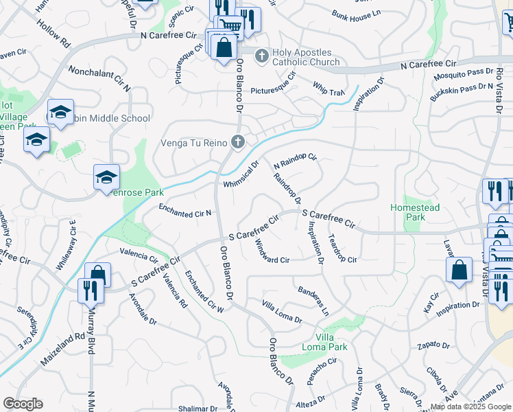map of restaurants, bars, coffee shops, grocery stores, and more near 4875 Wandering Circle in Colorado Springs