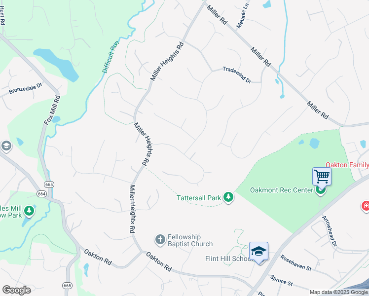 map of restaurants, bars, coffee shops, grocery stores, and more near 11002 Blue Roan Road in Oakton
