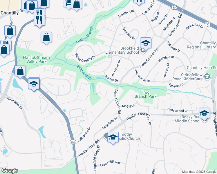 map of restaurants, bars, coffee shops, grocery stores, and more near 4401 Barford Court in Chantilly