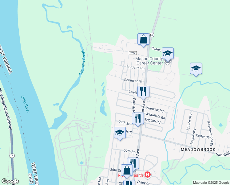 map of restaurants, bars, coffee shops, grocery stores, and more near 412 Parrish Avenue in Point Pleasant