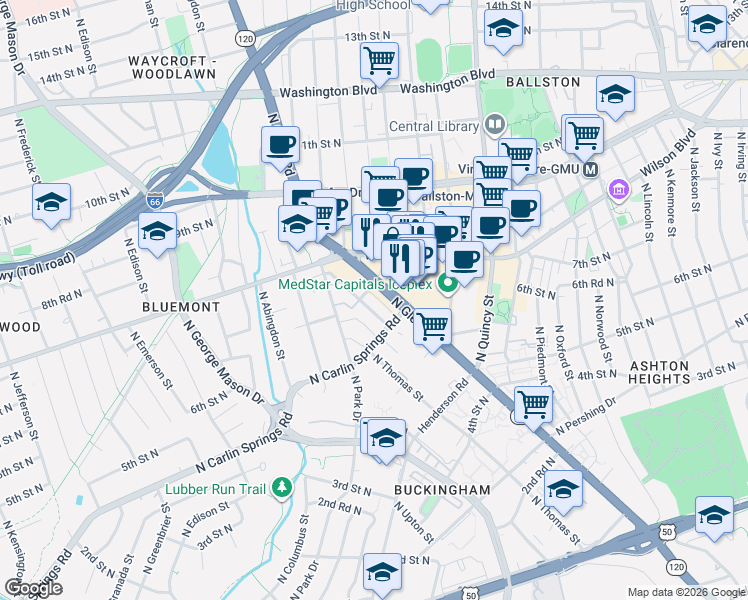 map of restaurants, bars, coffee shops, grocery stores, and more near 101 Independence Avenue Southeast in Washington