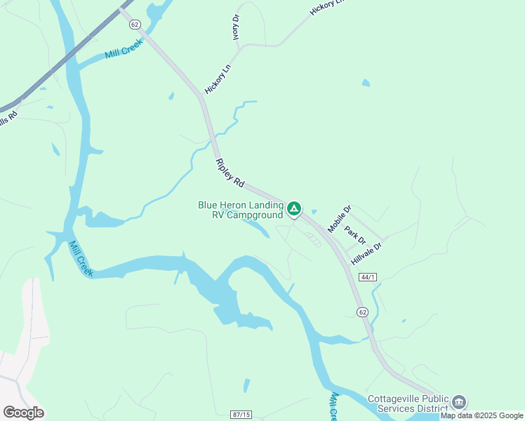 map of restaurants, bars, coffee shops, grocery stores, and more near 8869 Ripley Road in Cottageville