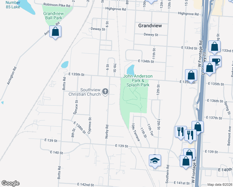 map of restaurants, bars, coffee shops, grocery stores, and more near 4718 136th Place in Grandview