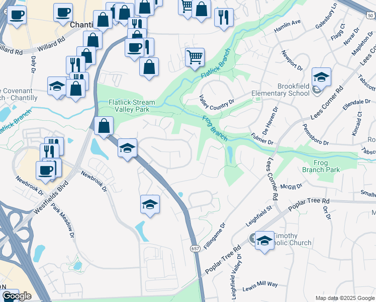 map of restaurants, bars, coffee shops, grocery stores, and more near 14063 Eagle Chase Circle in Chantilly