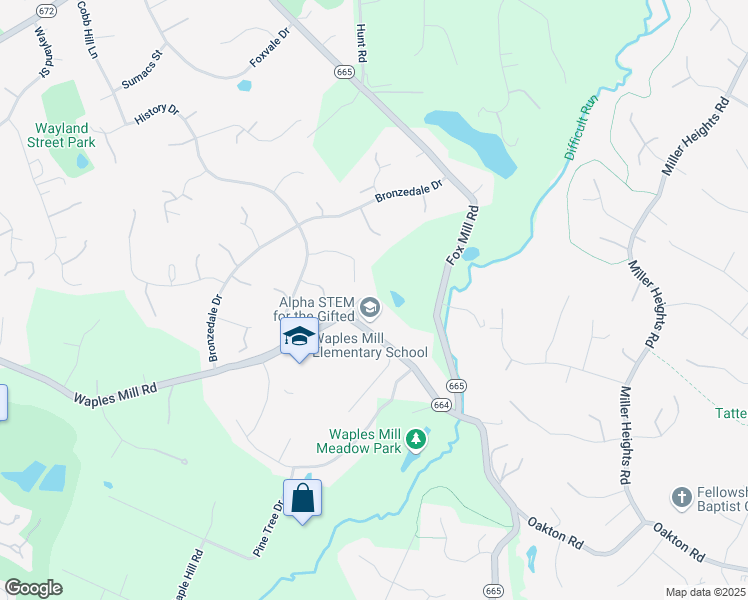 map of restaurants, bars, coffee shops, grocery stores, and more near 11422 Waples Mill Road in Oakton