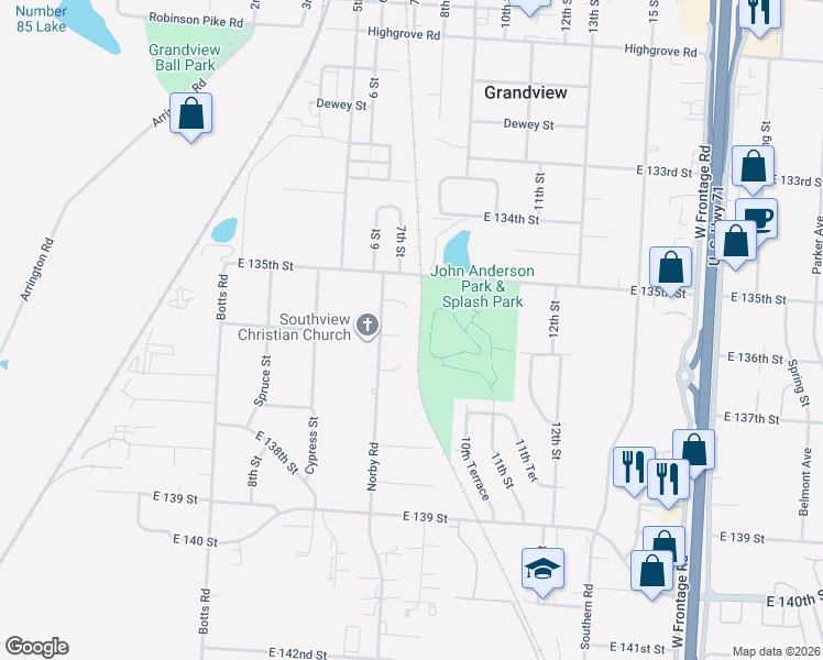 map of restaurants, bars, coffee shops, grocery stores, and more near 4718 136th Place in Grandview