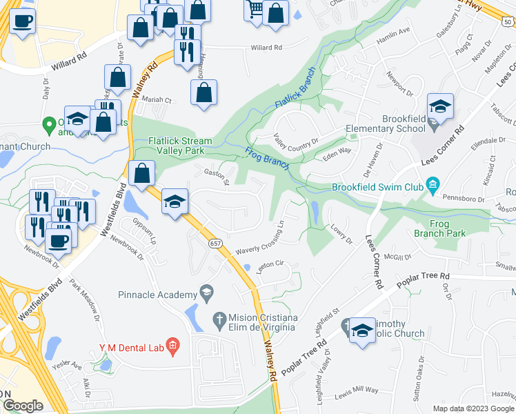 map of restaurants, bars, coffee shops, grocery stores, and more near 14063 Eagle Chase Circle in Chantilly