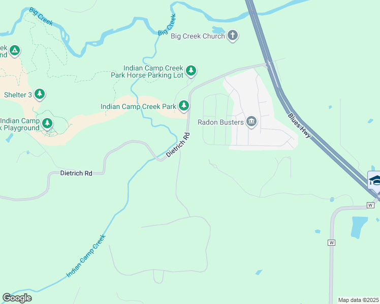 map of restaurants, bars, coffee shops, grocery stores, and more near 1634 High Sierra Drive in Foristell