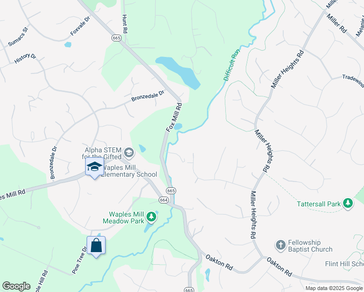 map of restaurants, bars, coffee shops, grocery stores, and more near 3303 Fox Mill Road in Oakton