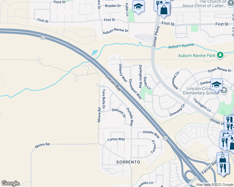 map of restaurants, bars, coffee shops, grocery stores, and more near 1772 Portello Way in Lincoln