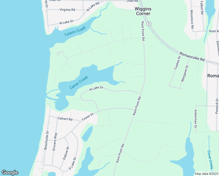 map of restaurants, bars, coffee shops, grocery stores, and more near 116 North Lake Drive in Stevensville