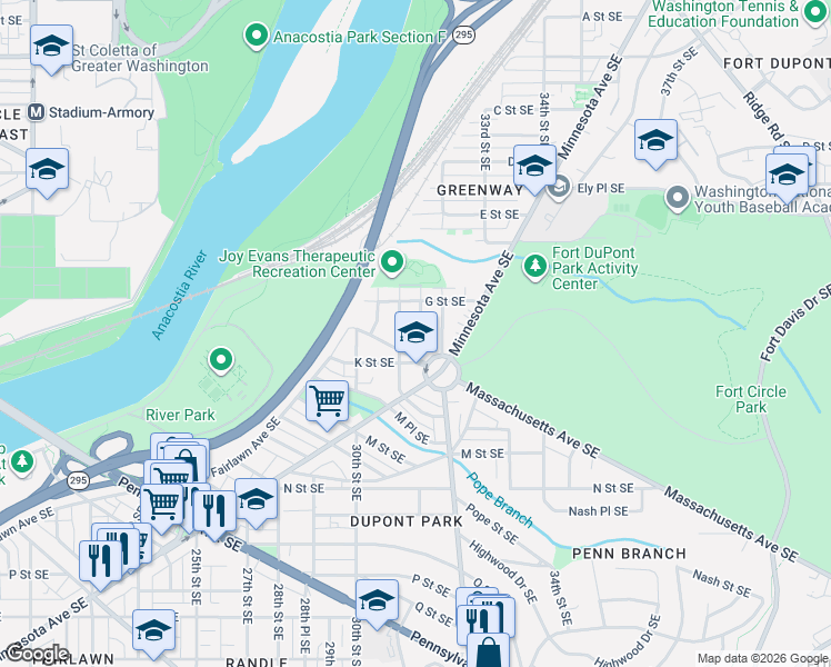 map of restaurants, bars, coffee shops, grocery stores, and more near 101 Independence Avenue Southeast in Washington