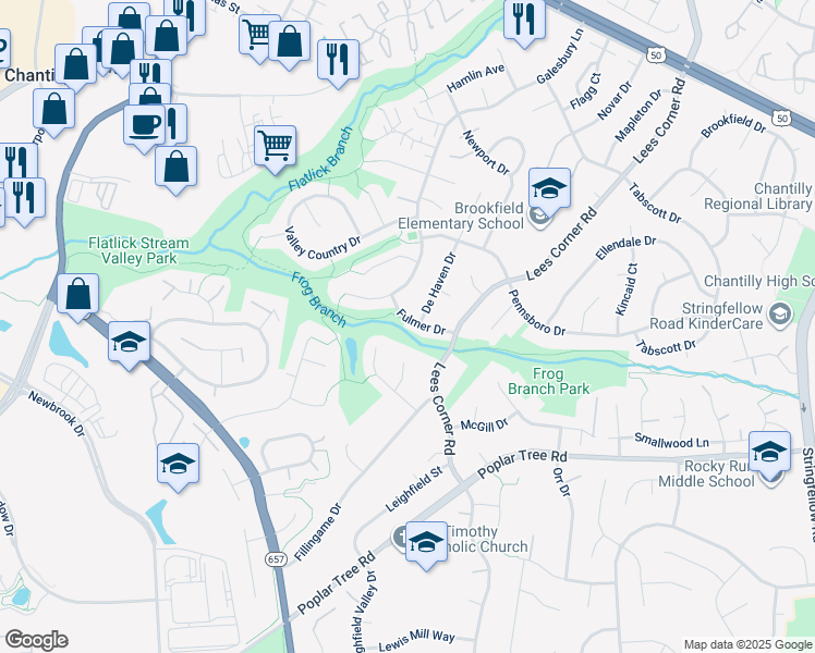 map of restaurants, bars, coffee shops, grocery stores, and more near 13813 Fulmer Drive in Chantilly