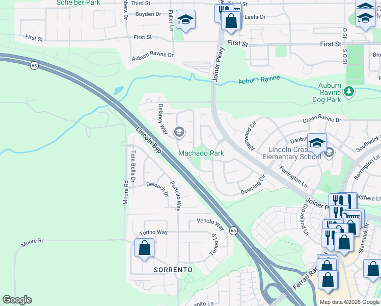 map of restaurants, bars, coffee shops, grocery stores, and more near 644 Darlington Way in Lincoln