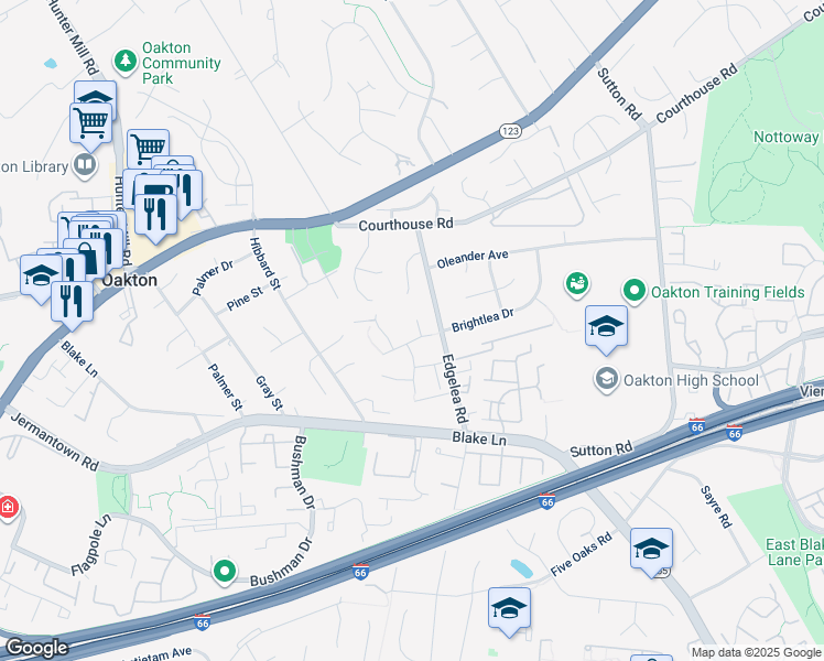 map of restaurants, bars, coffee shops, grocery stores, and more near 2904 Gretna Place in Vienna