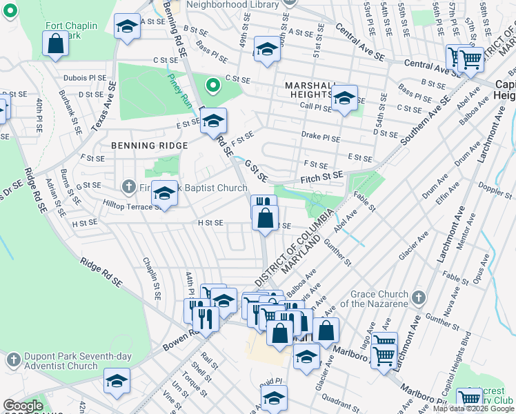 map of restaurants, bars, coffee shops, grocery stores, and more near 101 Independence Avenue Southeast in Washington