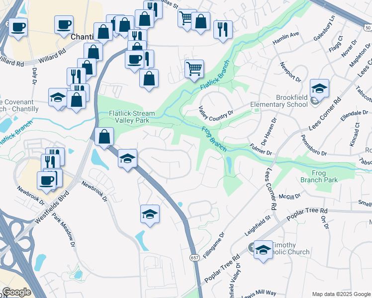 map of restaurants, bars, coffee shops, grocery stores, and more near 14072 Eagle Chase Circle in Chantilly