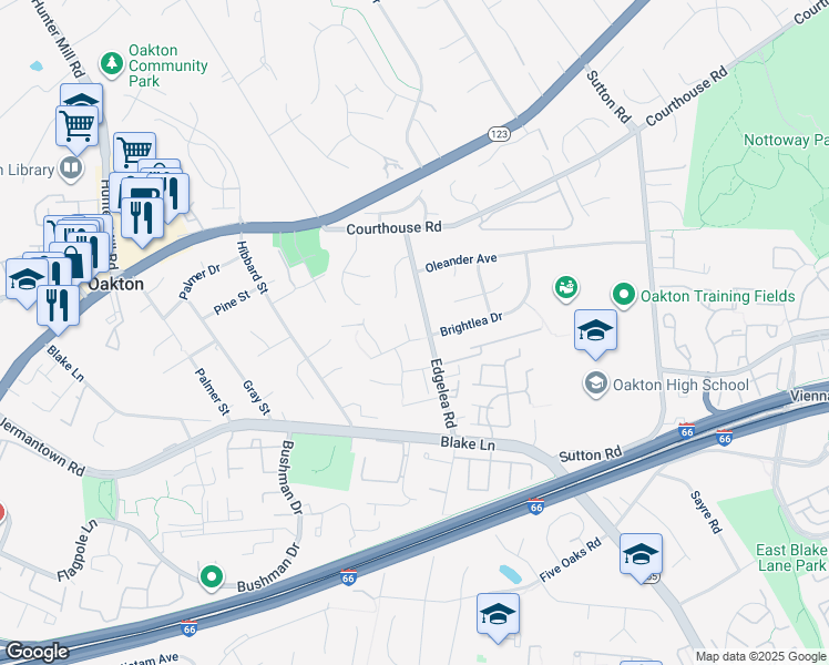 map of restaurants, bars, coffee shops, grocery stores, and more near 2905 Gretna Place in Vienna