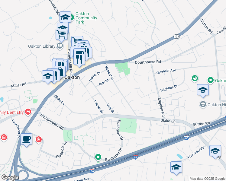 map of restaurants, bars, coffee shops, grocery stores, and more near 2945 Oakton Knoll Court in Oakton