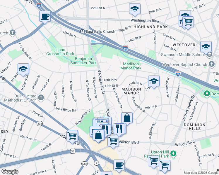 map of restaurants, bars, coffee shops, grocery stores, and more near 101 Independence Avenue Southeast in Washington