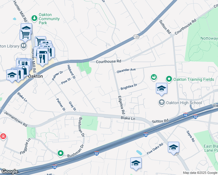 map of restaurants, bars, coffee shops, grocery stores, and more near 2900 Gretna Place in Vienna