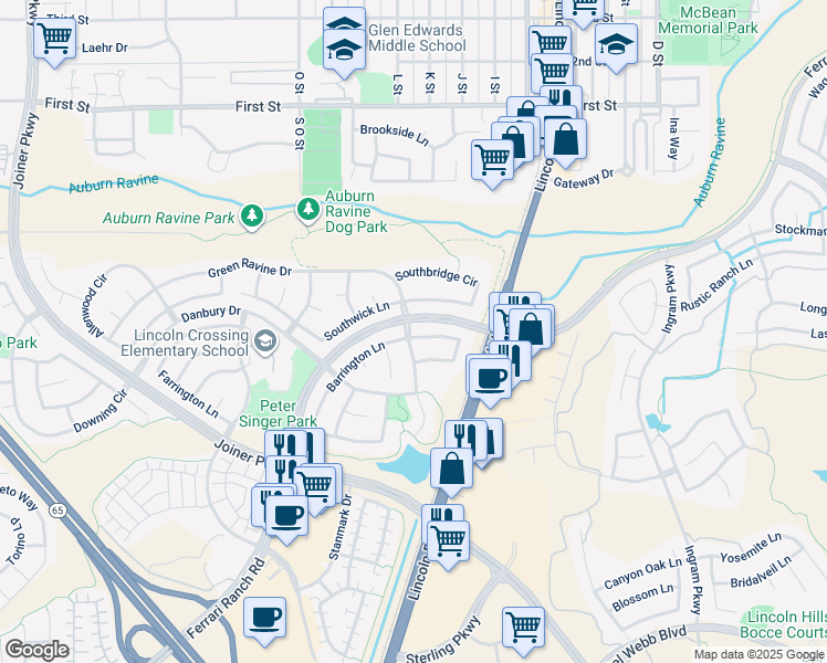 map of restaurants, bars, coffee shops, grocery stores, and more near 932 Silverton Circle in Lincoln